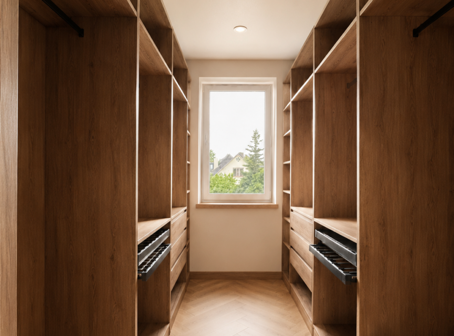 Garderobe ar divpusēju uzglabāšanas sistēmu